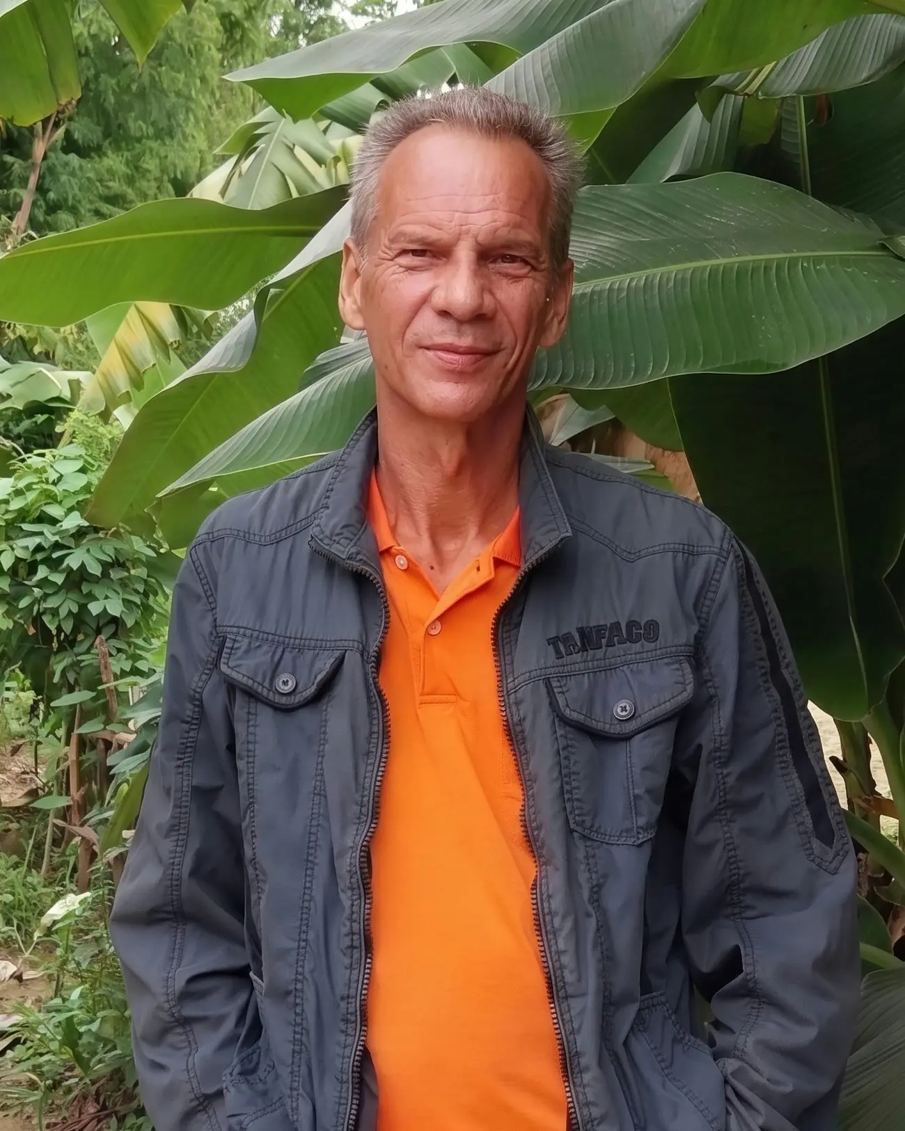 Otto F. Gatternigg in a tropical garden in Cambodia